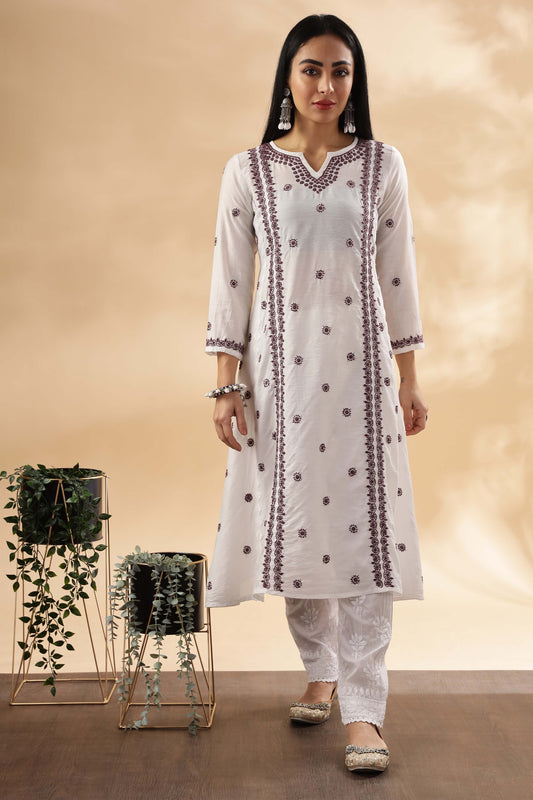 Mastani Chikankari Chanderi Kurta