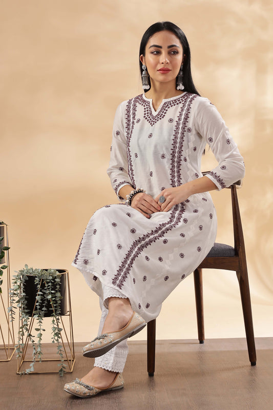 Mastani Chikankari Chanderi Kurta