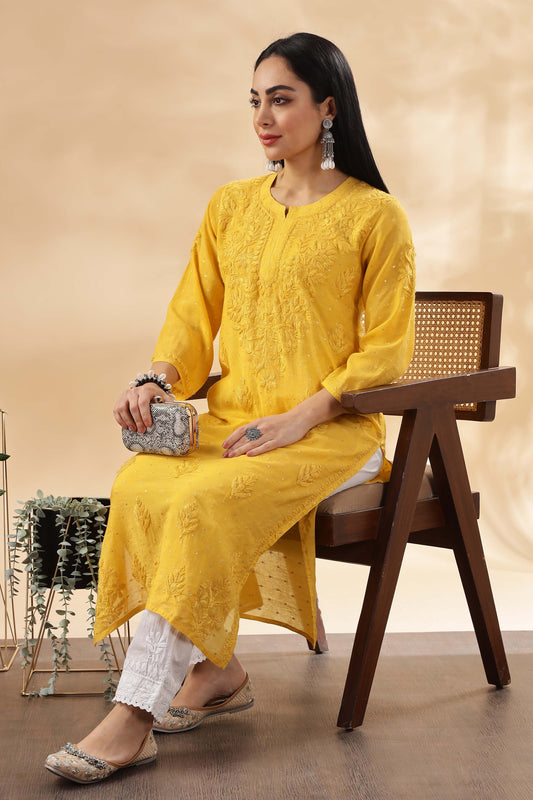 Mastani Chikankari Chanderi Kurta