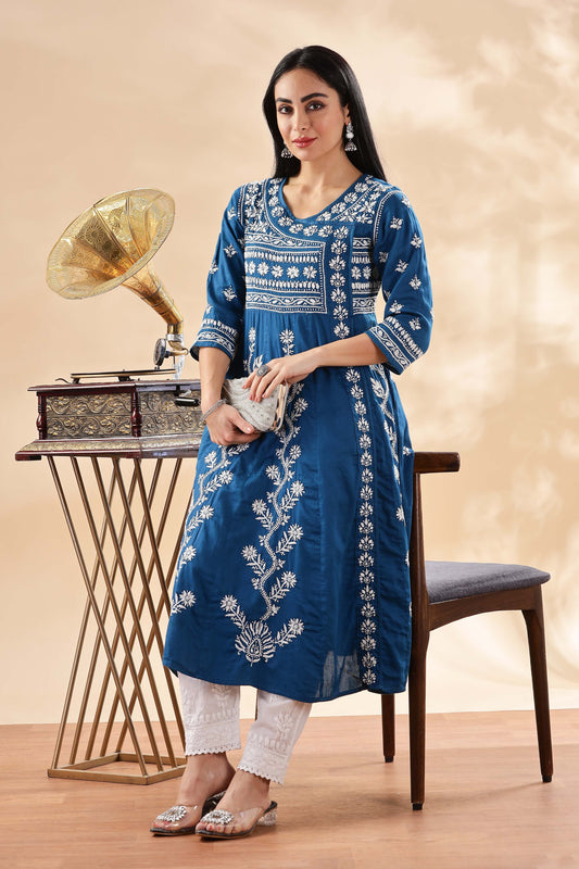 Mastani Chikankari Chanderi Kurta