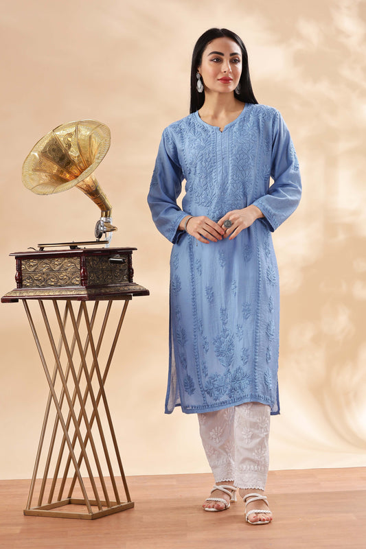 Mastani Chikankari Chanderi Kurta