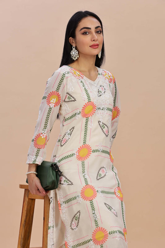 Barkha Chikankari Cotton Kota