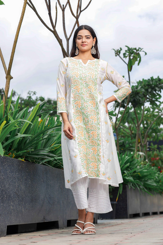 Grace Chikankari Chanderi Kurta