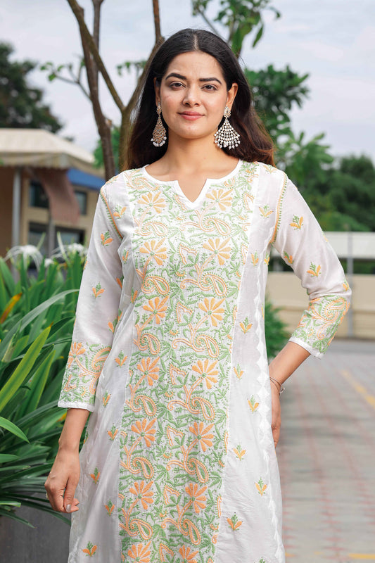 Grace Chikankari Chanderi Kurta