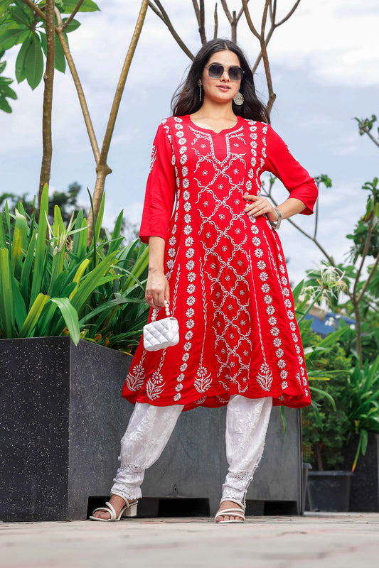 Pankhuri Chikankari Anarkali Kurta