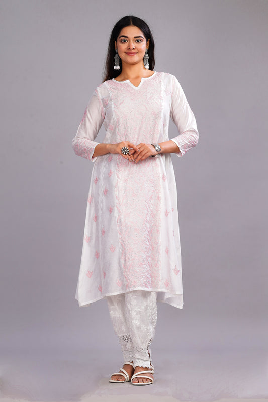 Zeenat Chikankari Chanderi Kurta