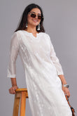 Zahira Chikankari Chanderi Kurta