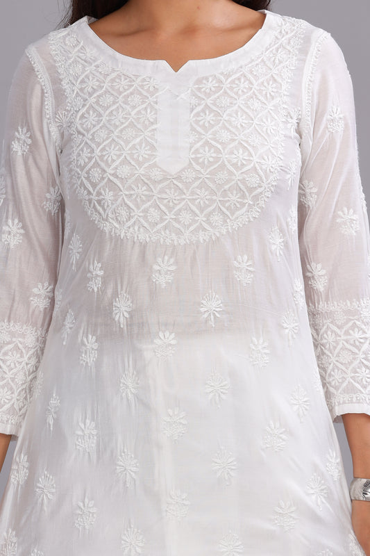 Ruksaar Chikankari Chanderi Kurta