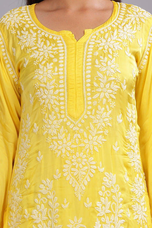 Naaz Chikankari Modal Satin Kurta