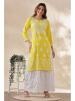 Chikankari Cotton Yellow Kurta