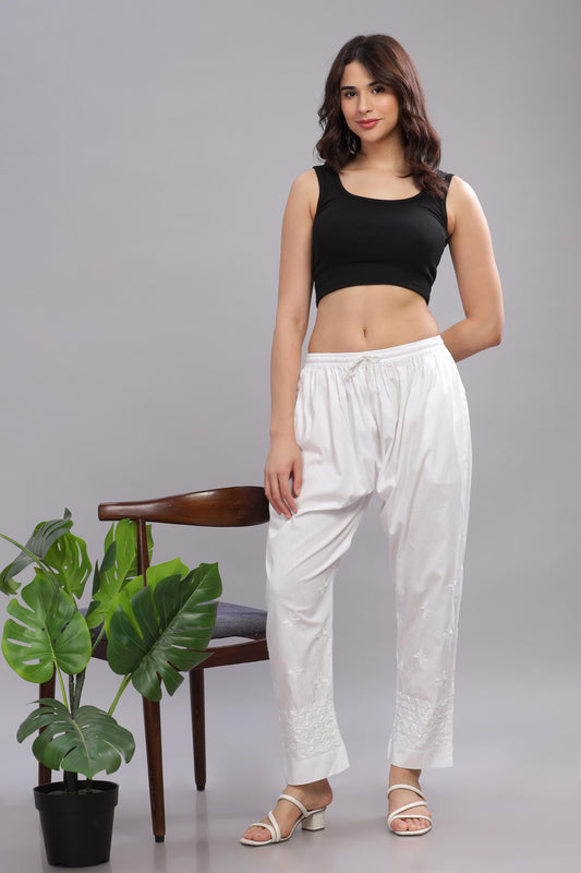 Yogita Chikankari Cottom Straight Pants