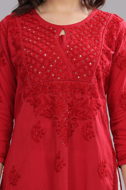 Chandni Chikankari Cotton Kurta