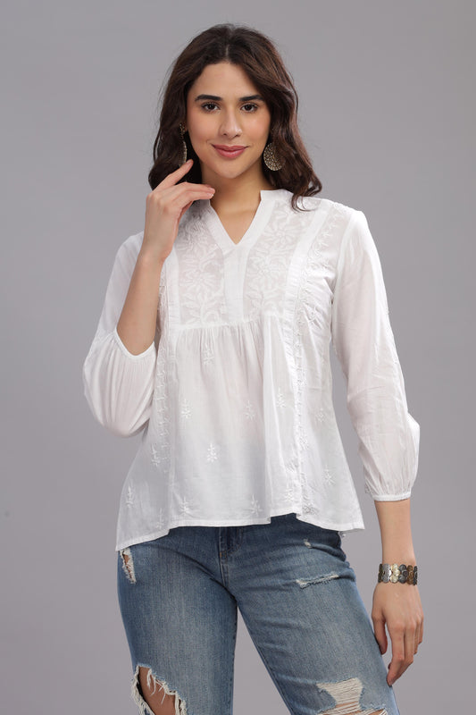 Veena Chikankari Cotton Top