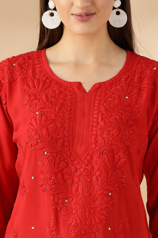 Ruksaar Chikankari Cotton Top