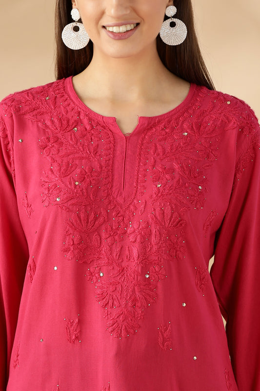Ruksaar Chikankari Cotton Top