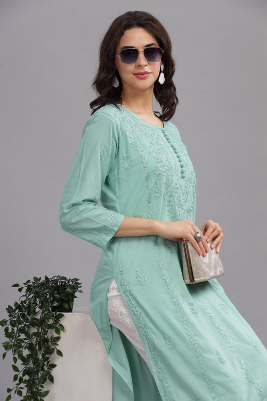 Sahar Chikankari Cotton Straight Kurta