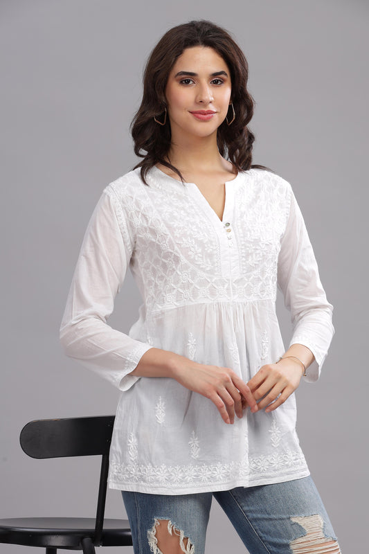 Afza Chikankari Cotton Top