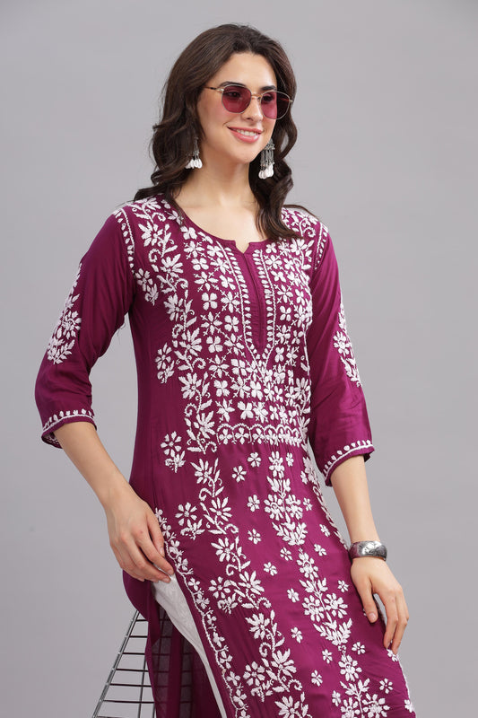 Avni Chikankari Modal Straight Kurta