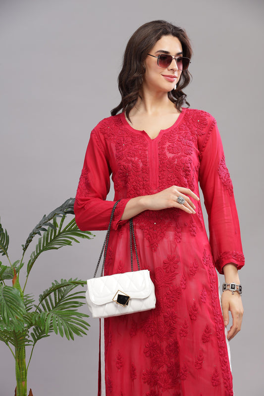 Urvashi Chikankari Crepe Kurta