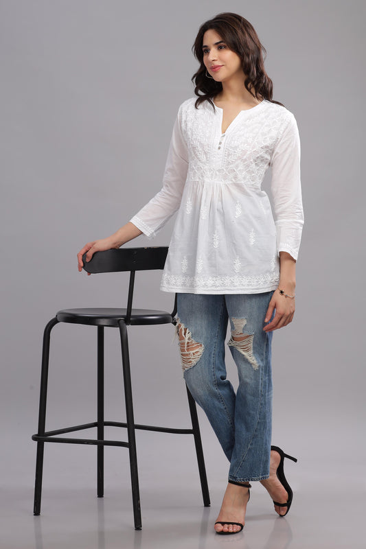 Afza Chikankari Cotton Top