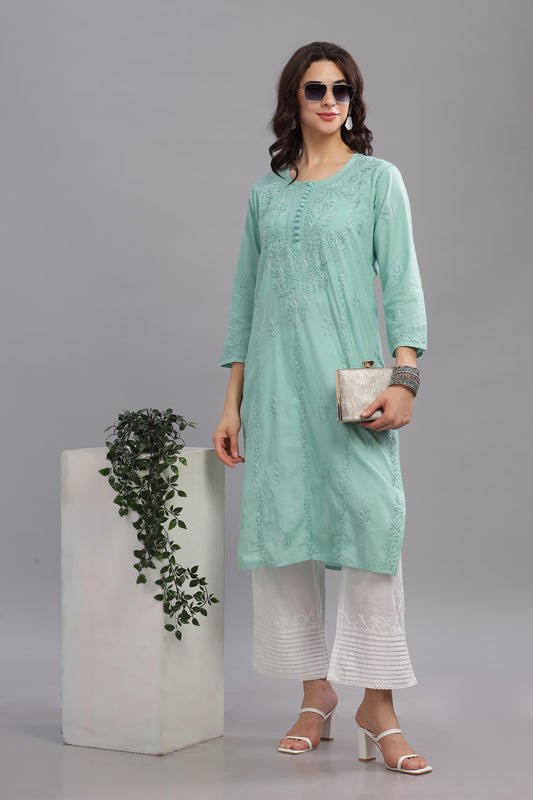 Sahar Chikankari Cotton Straight Kurta