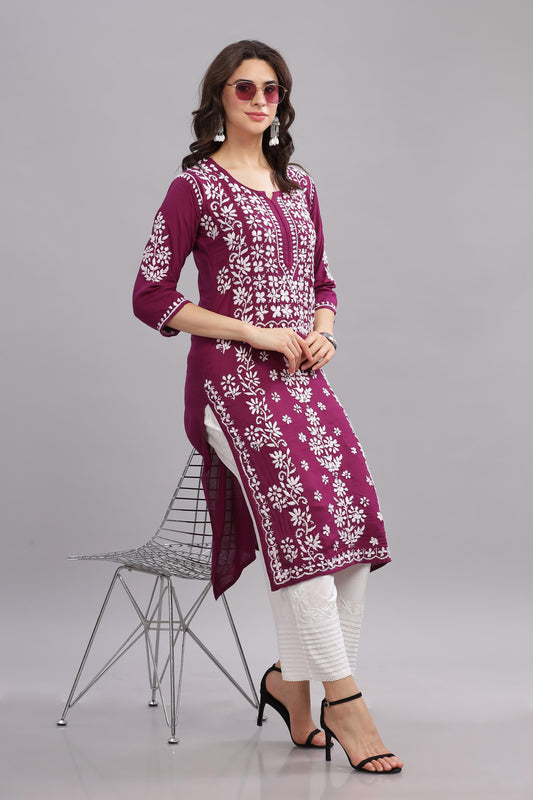 Avni Chikankari Modal Straight Kurta