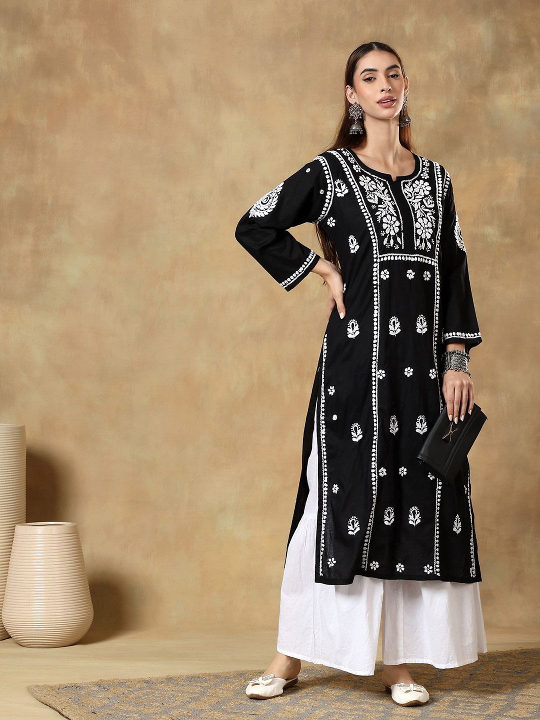 Women Floral Printed Festive Cotton Straight Kurta