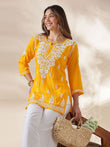Women Floral Embroidered Chikankari Cotton Top