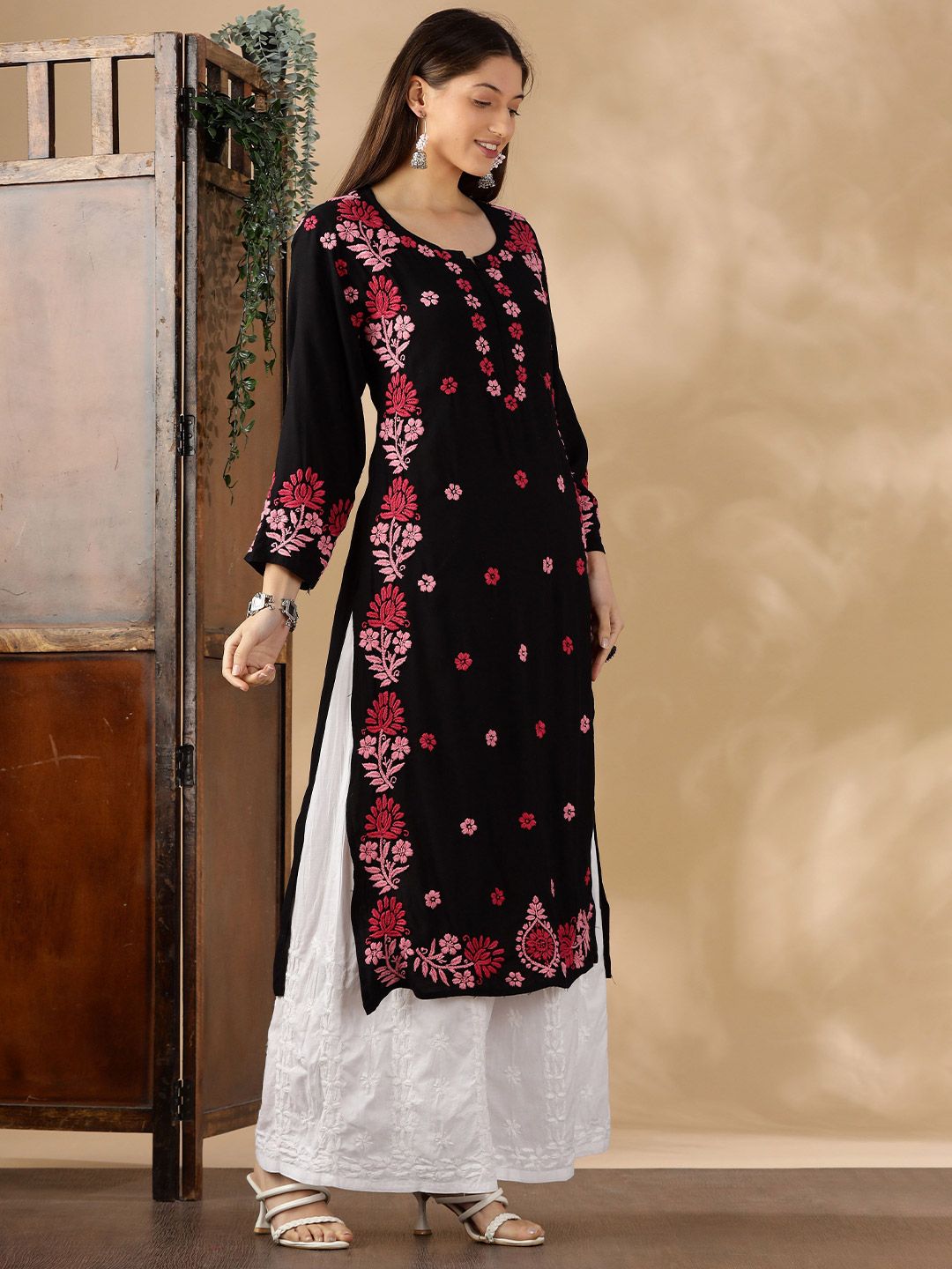 Women Floral Printed Festive Cotton A-Line Kurta