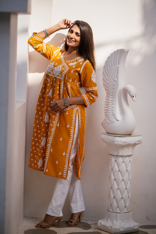 Simer Chikankari Angrakkha Kurta