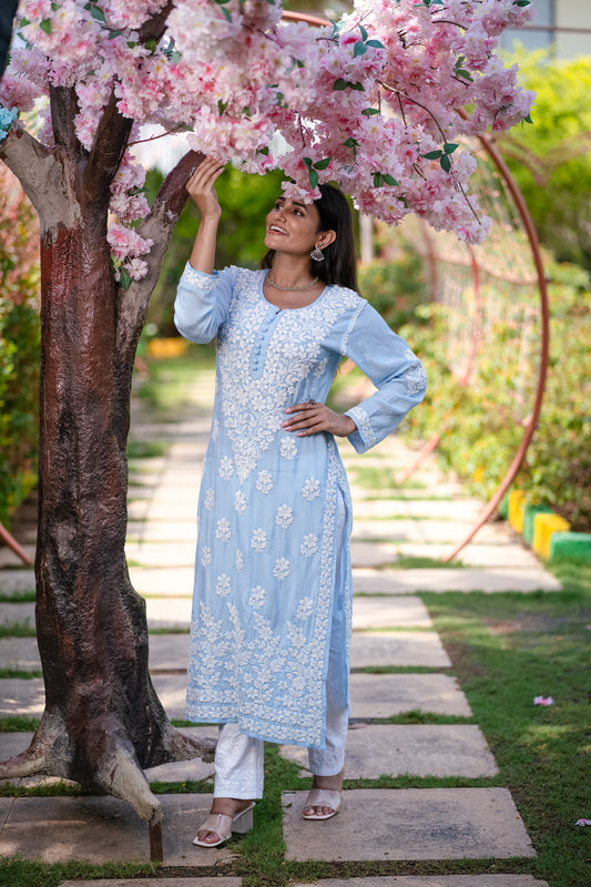 Apsara Chikankari Muslin Kurta