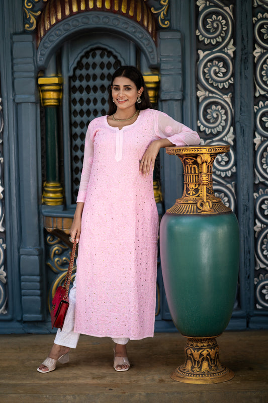 Gulabo Chikankari Georgette Kurta