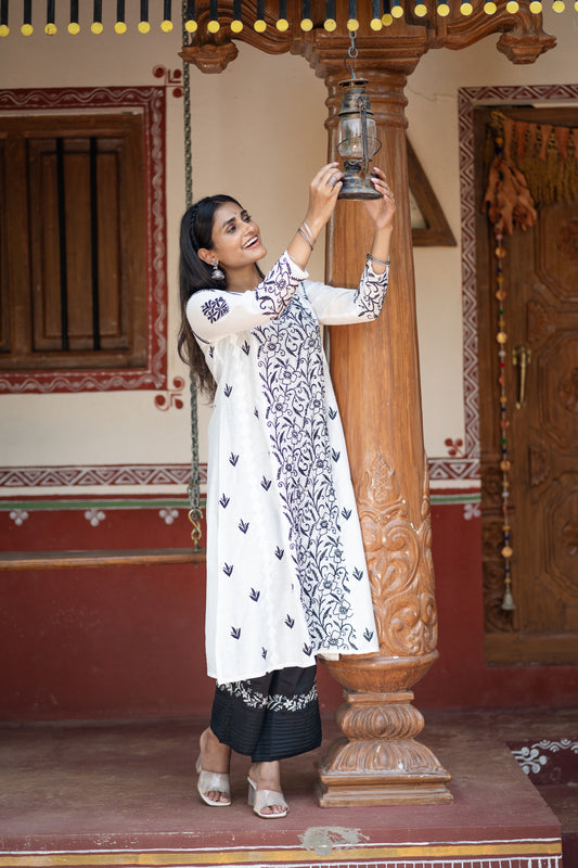 Tanya Chikankari Chanderi Kurta