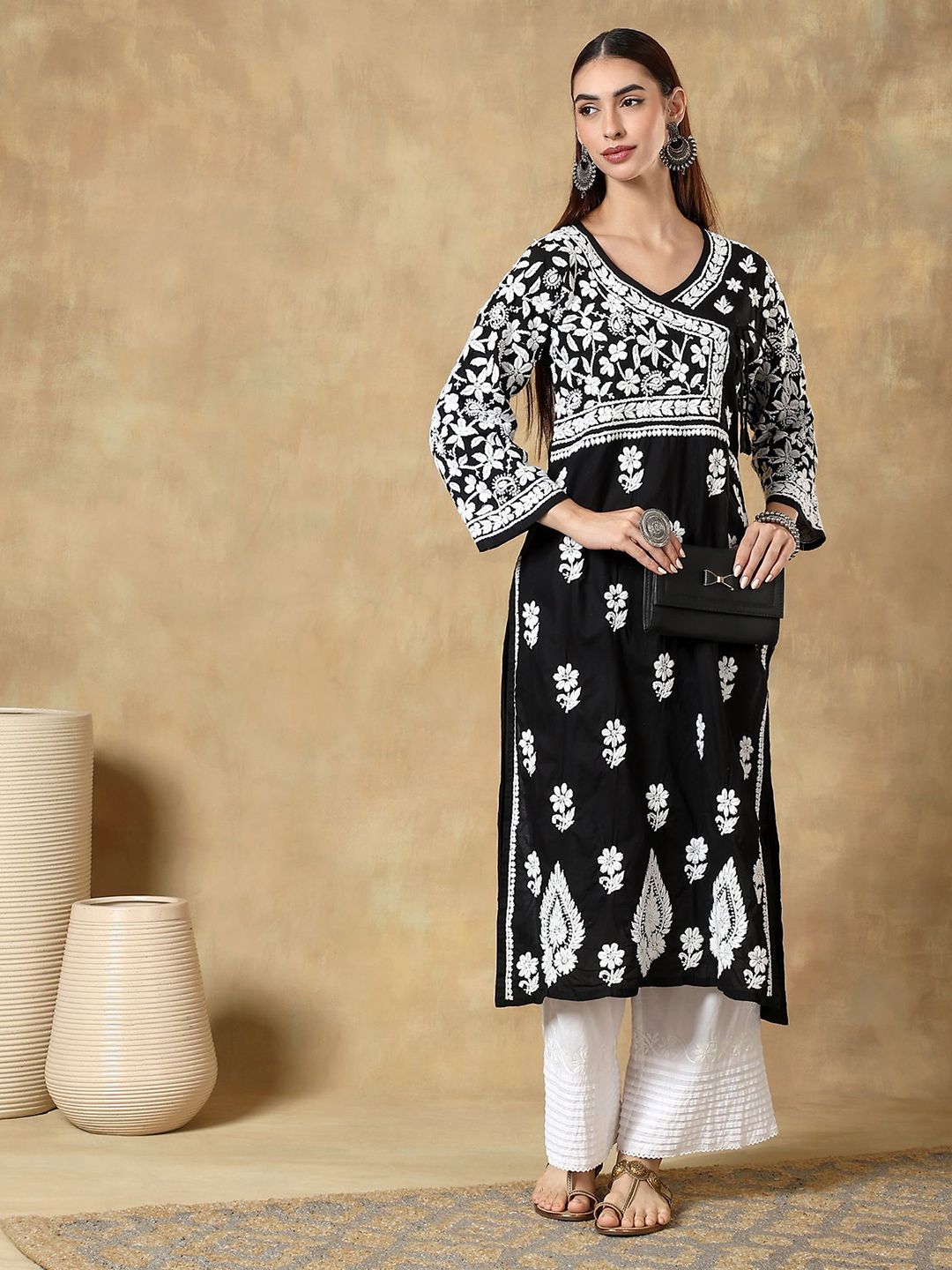 Women Floral Printed Festive Cotton Straight Kurta