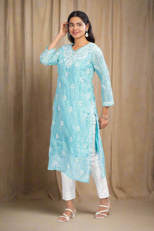 Qala Chikankari Kota Kurta with Inner