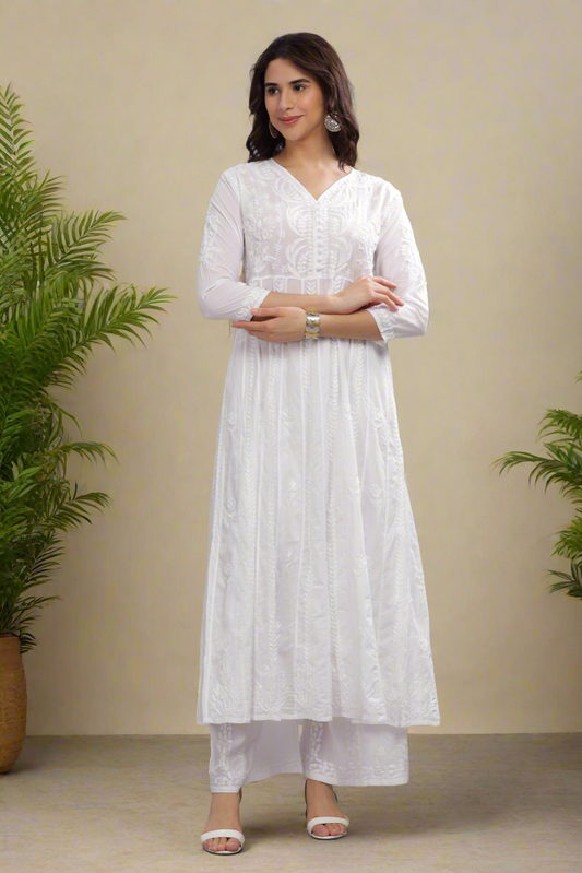 Aditi Chikankari Anarkali Cotton Kurta