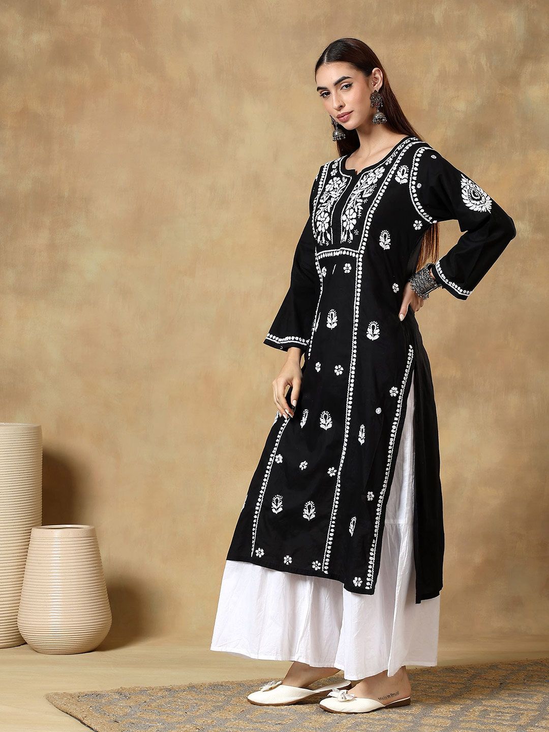 Women Floral Printed Festive Cotton Straight Kurta