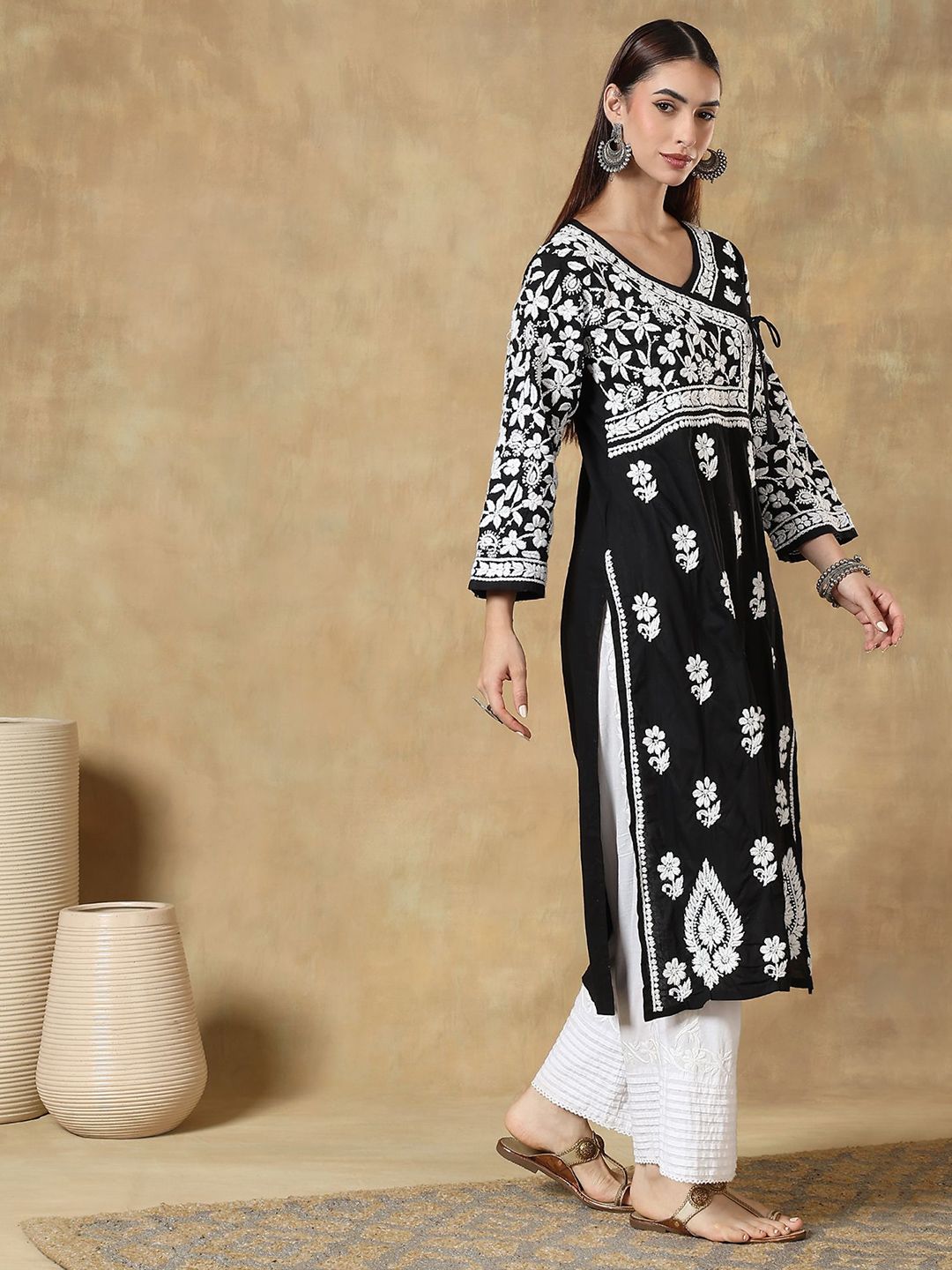 Women Floral Printed Festive Cotton Straight Kurta