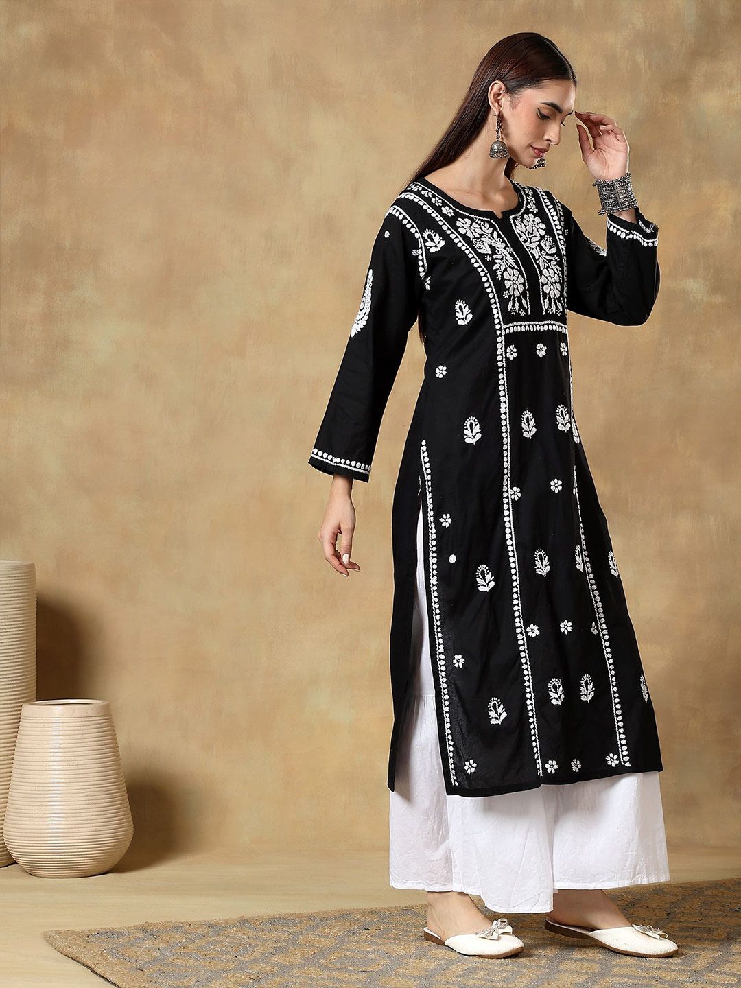 Women Floral Printed Festive Cotton Straight Kurta