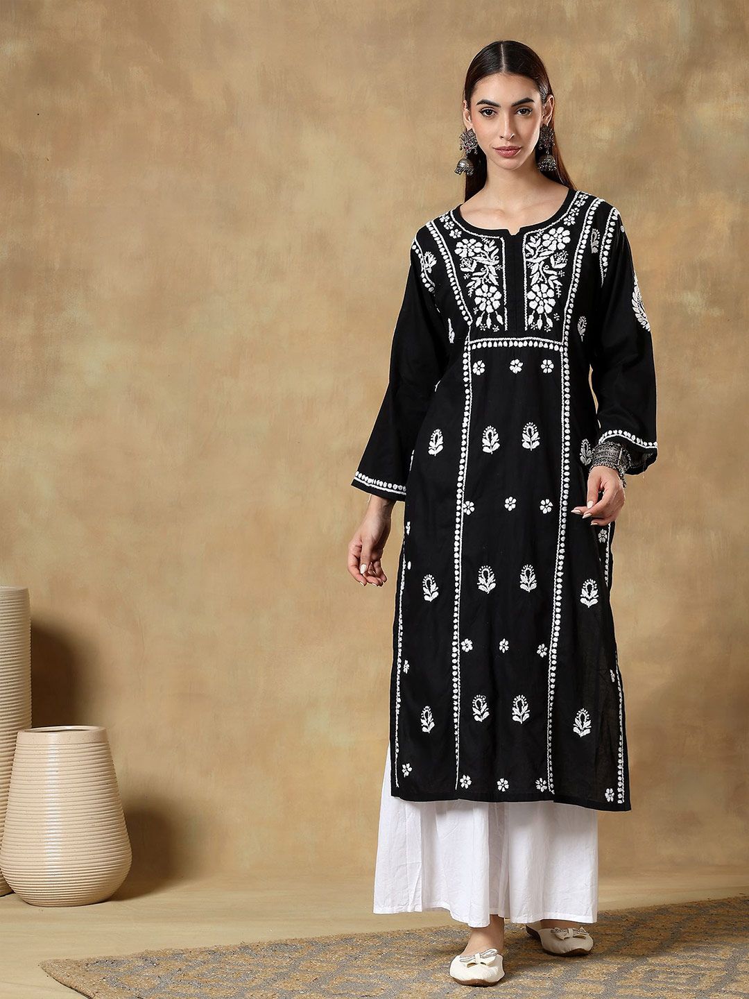 Women Floral Printed Festive Cotton Straight Kurta