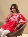 Women Floral Embroidered Chikankari Indie Florals Kurta
