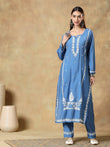 Blue Chinkankari Chanderi Kurta with Pant