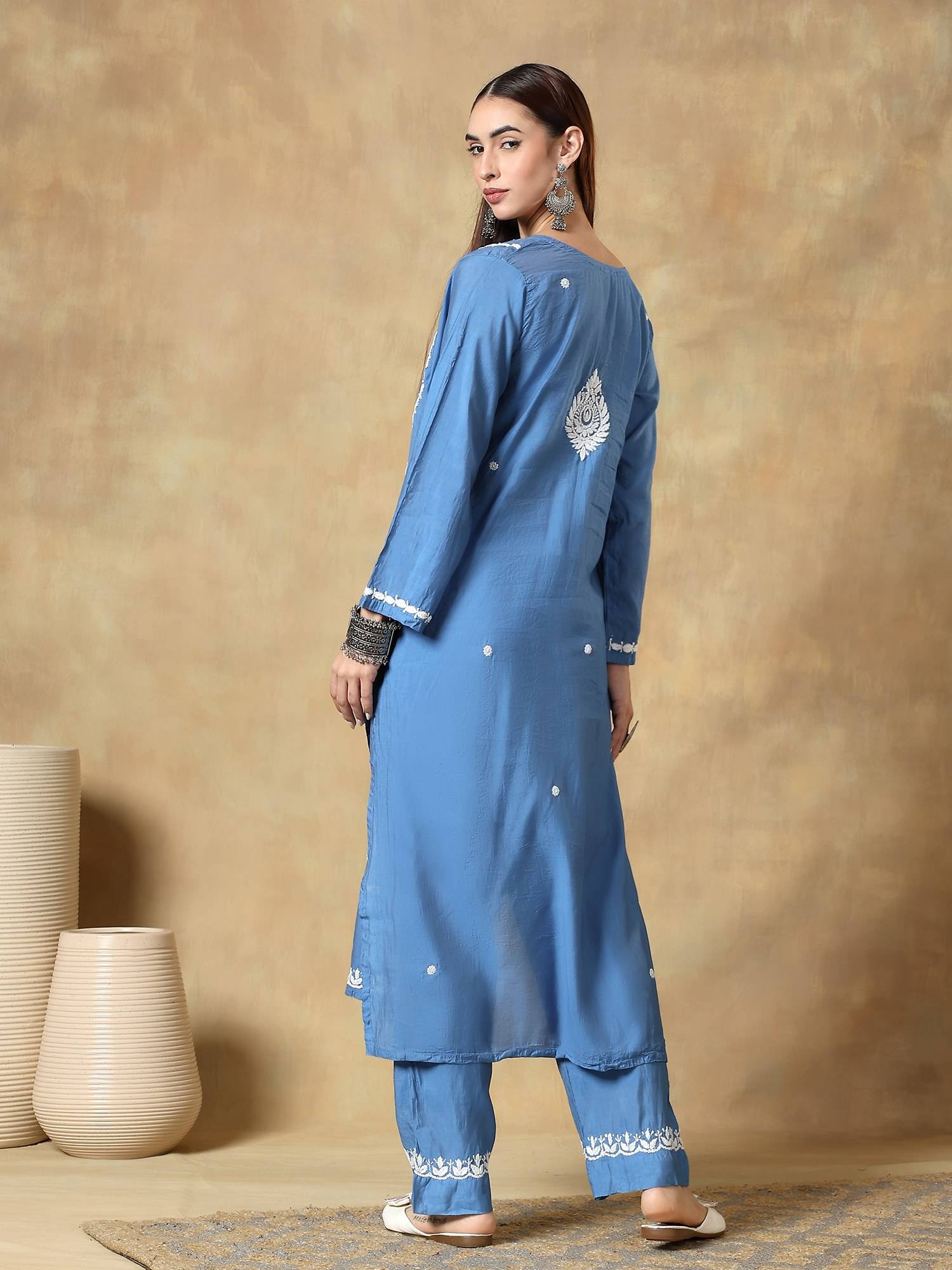 Blue Chinkankari Chanderi Kurta with Pant