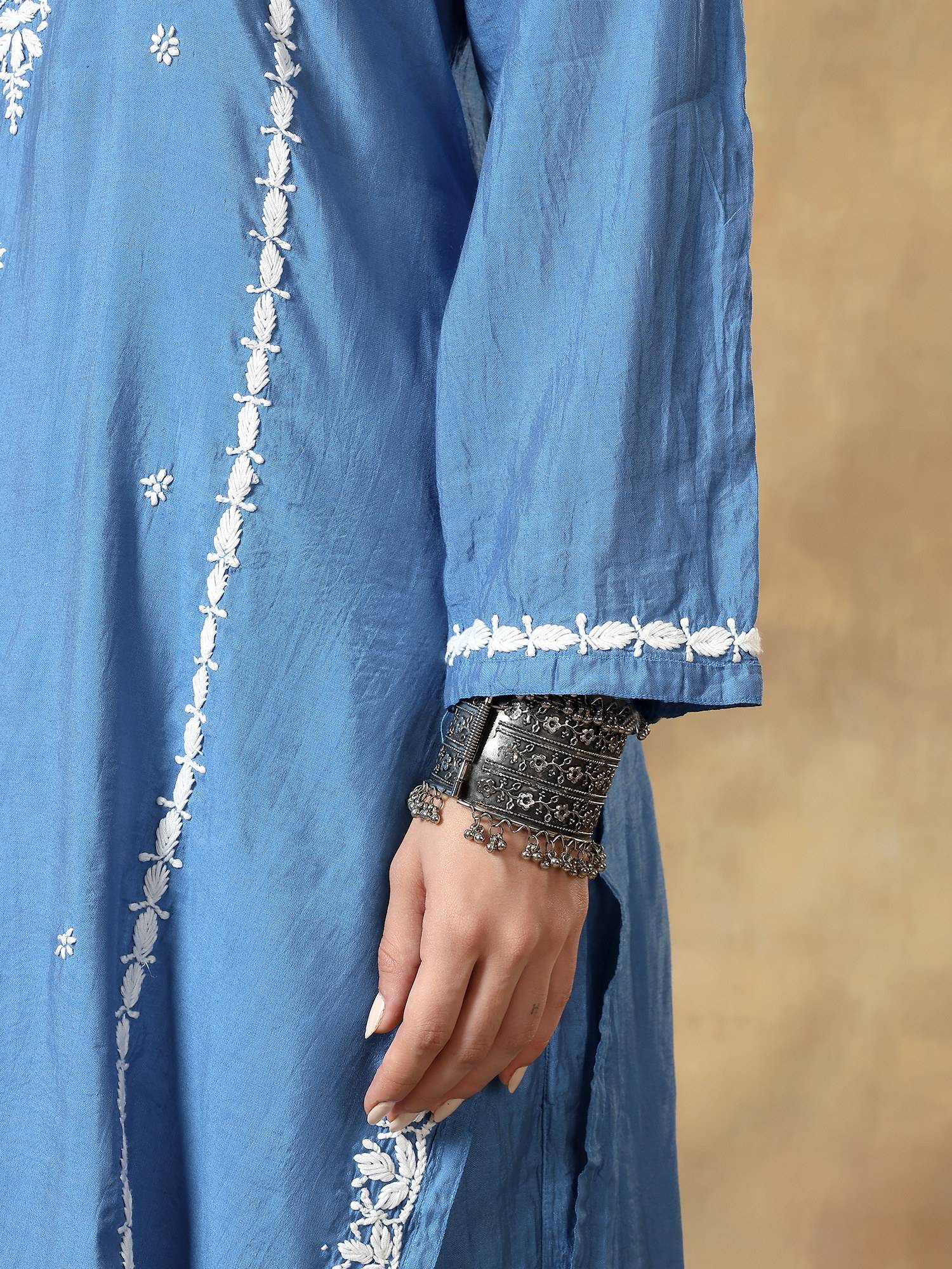 Blue Chinkankari Chanderi Kurta with Pant
