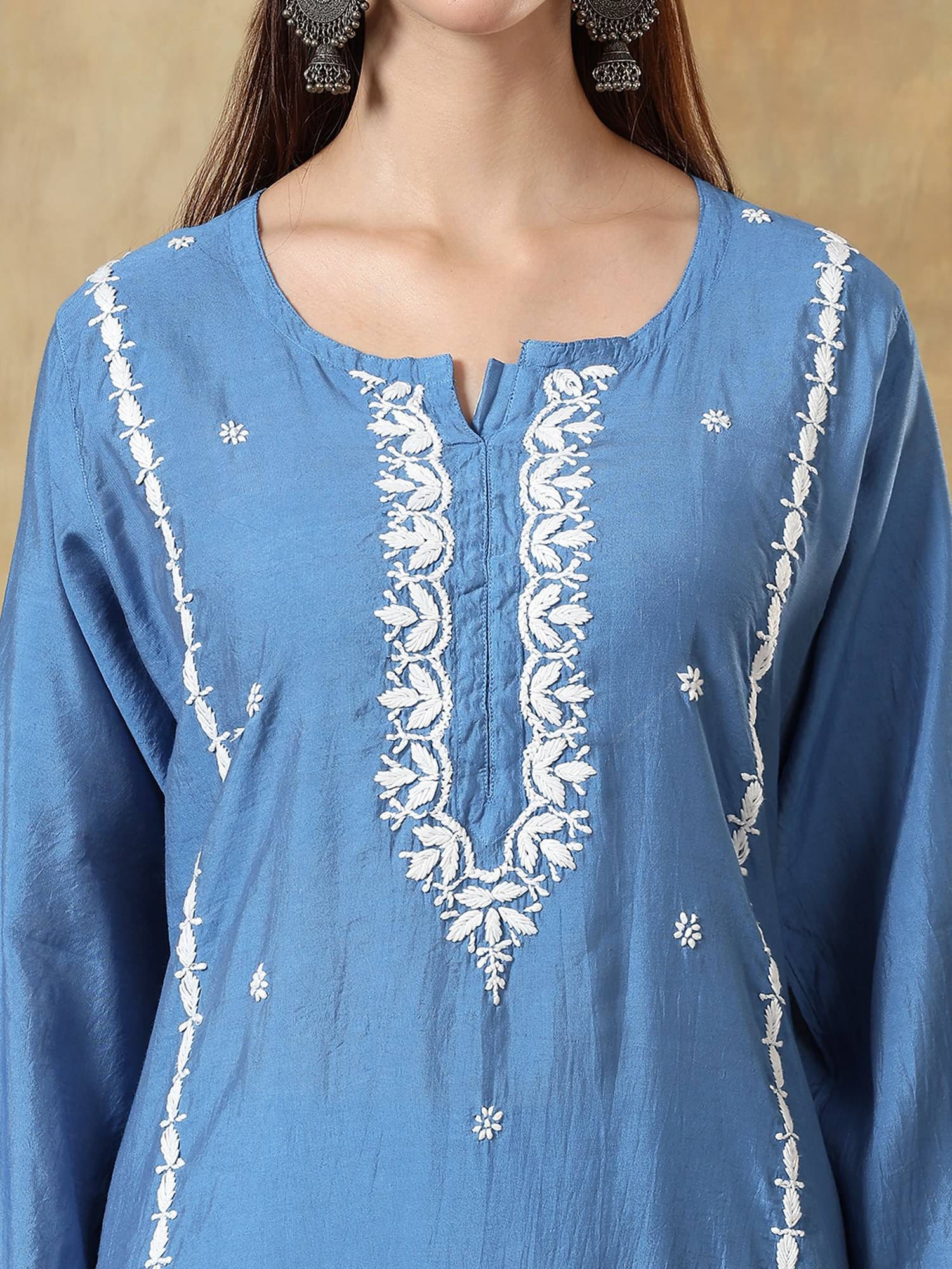 Blue Chinkankari Chanderi Kurta with Pant