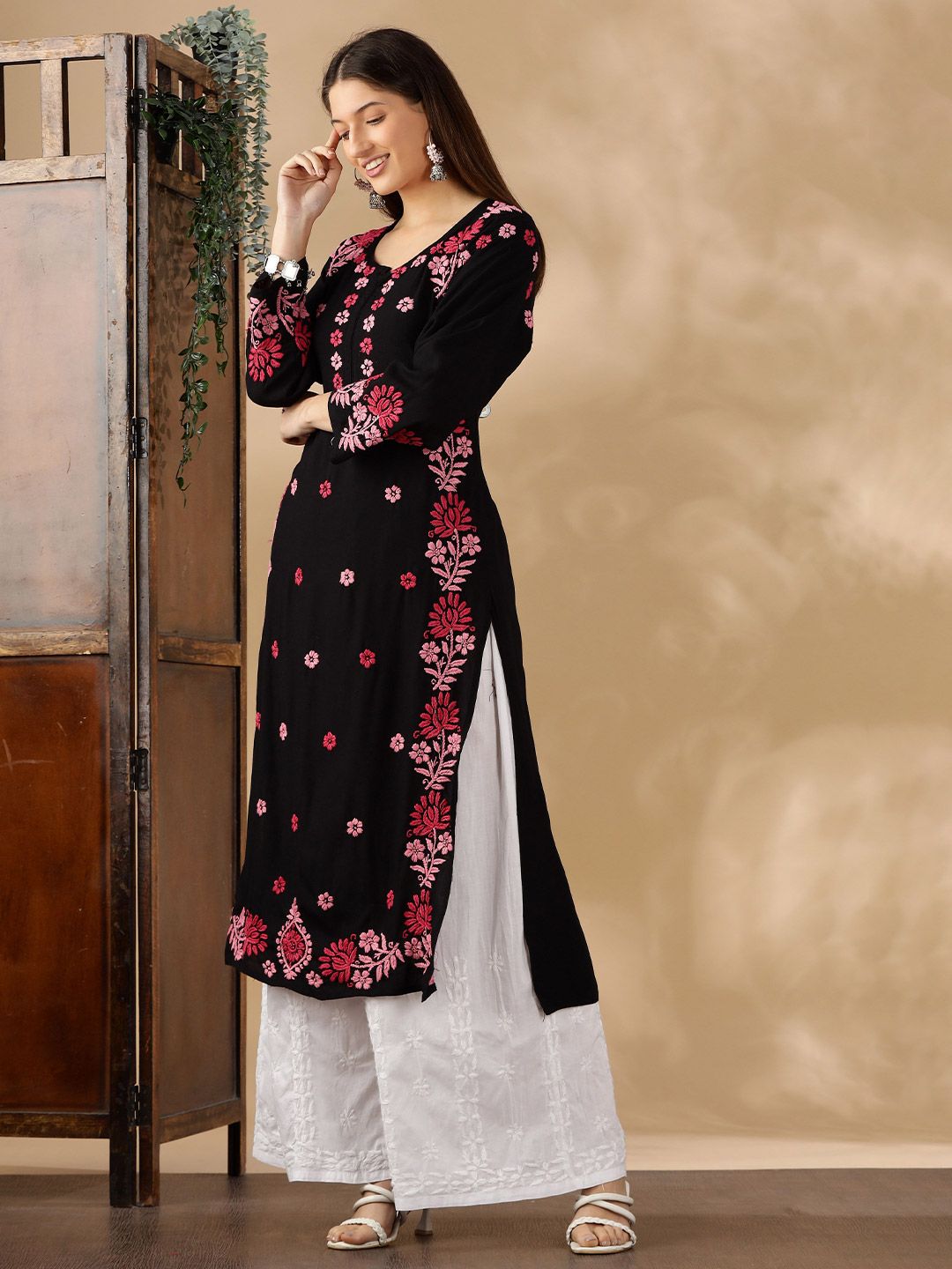 Women Floral Printed Festive Cotton A-Line Kurta