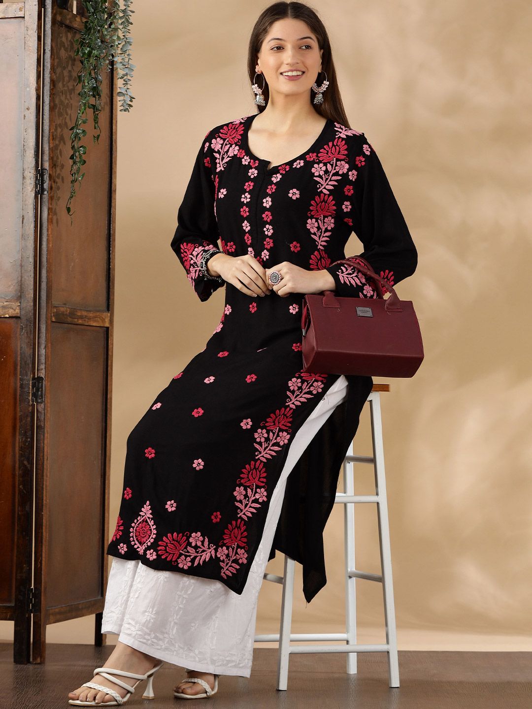 Women Floral Printed Festive Cotton A-Line Kurta