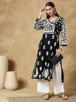 Women Floral Printed Festive Cotton Straight Kurta