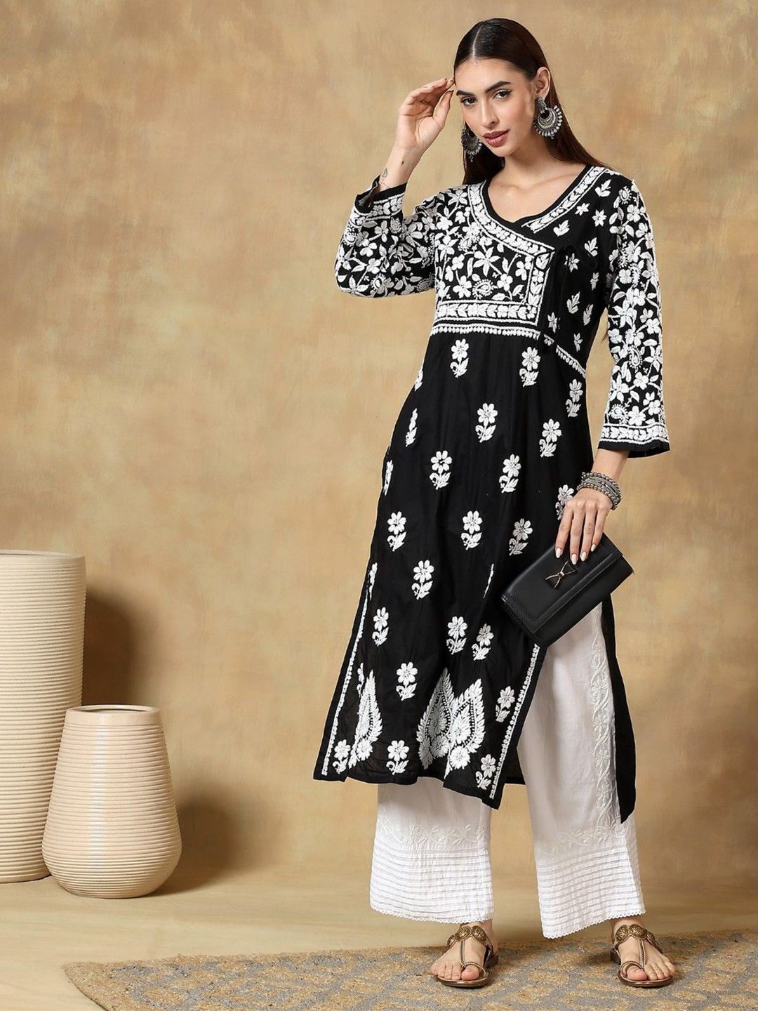 Women Floral Printed Festive Cotton Straight Kurta
