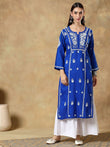 Ethnic Embroidered Round Neck  Thread Work Straight Cotton Kurta
